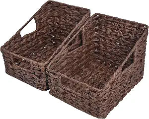 GRANNY SAYS Wicker Storage Baskets, Waterproof Wicker Basket with Handles