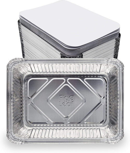 (120 Pack) Premium 2.5-LB Takeout Pans with Lids - 8.6" x 6.1" x 2" l Heavy Duty Disposable Aluminum Foil for Catering Party Meal Prep Freezer Drip Pans BBQ Potluck Holidays
