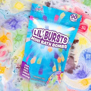 Tub Works�� Lil' Bursts��� Mini Bath Bombs for Kids, 90 Count, Rainbow | Nontoxic | Tiny Kids Bath Bombs with A Burst of Color, Foam & Bubbles | Customize Toddler Bath with 7 Colors | Make Bathtub Art