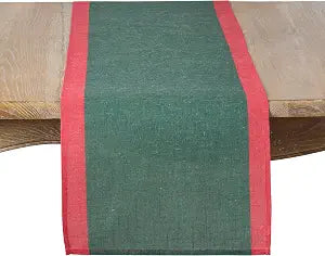 SARO LIFESTYLE Bordered Linen Blend Table Runner - Decorative Table Runner for Dining Tables, Everyday Entertaining, Kitchen Dcor, and Layered Tablescapes, 16"x72", Green