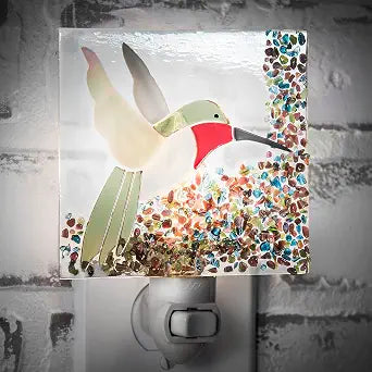 J Devlin Stained Glass Hummingbird Night Light, Handmade Bird Decor