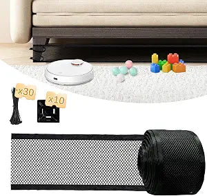 Under Couch Blocker, 4"x 394" Under Furniture Blocker with 30 Cable Ties, Stop Things Going Under Sofa Couch Bed, Couch Blockers for Pets Toys Easy to Install, Black