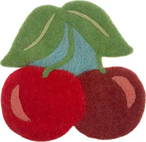 Karma, Felt Colorful Trivet, Heat-Resistant Kitchen Pad, Soft Sturdy Surface Protector for Hot Pots and Pans, Cherry