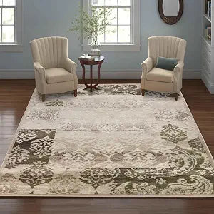 SUPERIOR Indoor Area Rug, Jute Backing, Geometric Paisley Floor Decor for Office, Living Room, Dining, Kitchen Floors, Bedroom, Entryway, Modern Rugs, Mystique Collection, 4' x 6', Beige