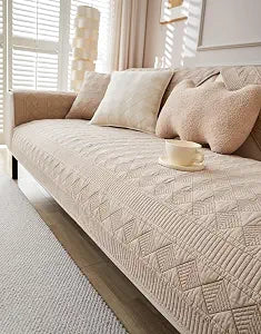 OTOB Cotton Quilted Couch Arm Covers Protector Washable Non-Slip, 1 Piece