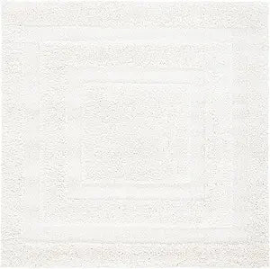 SAFAVIEH Florida Shag Collection Area Rug - 3' Square, Creme/Creme, Geometric Design, Plush 1.2 Inch Thick Ideal for High Traffic Areas in Living Room, Bedroom, Dining (SG454-1111)
