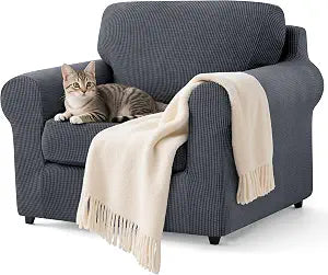 SUBRTEX 3 Pieces Stretch Sofa Slipcover Sets Couch Cover Sets Backrest Cushion Covers Furniture Protector Collection Set for Oversize Sofa Loveseat Chair Slip Covers(Small, Gray)