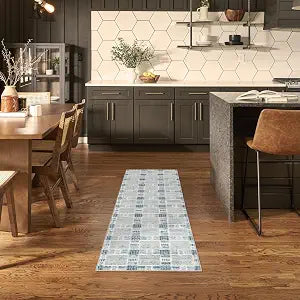 Nourison Home Nordic Blue 2' x 6' Area Rug - Easy Clean, Non Shedding, Bed Room, Living Room, Dining Room, Kitchen (6' Runner)
