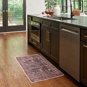 Nourison Home Brilliance Machine Washable Traditional Vintage Navy/Brick 2' x 4' Area Rug, Easy Clean, Non Shedding, Bed Room, Living Room, Dining Room, Kitchen (2x4)