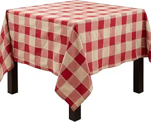 SARO LIFESTYLE Stitched Plaid Tablecloth, Red, 70" (8571.R70S)