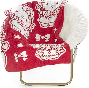 Jay Franco Christmas Feather Knit Throw Blanket ��� 50x70 Inches Soft & Cozy Plush Throw for Holiday Bedroom & Couch D��cor, Official Licensed Product, Red - Hello Kitty