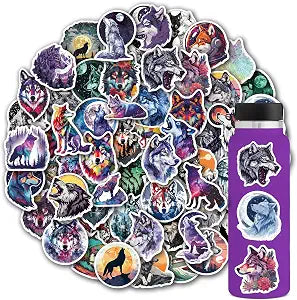 100 Pack Wolf Stickers,Wolf Decals Gifts for Teens Girls