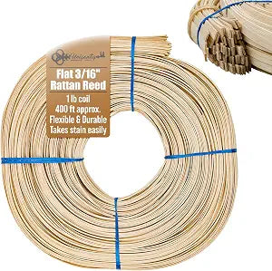 3/16" Flat Reed - 1 Pound Coil - Rattan Reed for Basket Weaving, Wicker Furniture Repair and Weaving Projects - UA-316FR