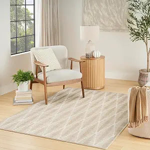 Nourison Home Casual Beige 3'11" x 5'11" Area Rug - Easy Clean, Non Shedding, Bed Room, Living Room, Dining Room, Kitchen (4' x 6')