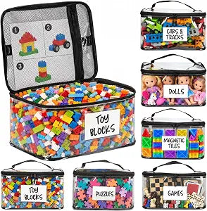 6-Pack Extra Large Clear Toy Storage Bags with Zippers, TPU