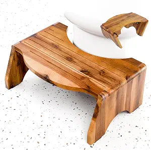 TINAMO 7 Acacia Wood Foldable Toilet Stool,Round Edge No Assembly Required