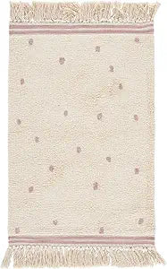 SAFAVIEH Washable Rug Easy Care Collection - 2' x 3', Ivory & Pink, Handmade Cotton, Ideal for Living Room, Bedroom, Dining Space (ECR212U)