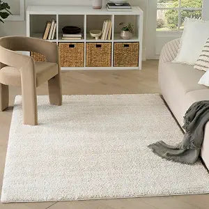 Nourison Home Modern Shag Ivory Beige 3'11" x 5'11" Area Rug - Easy Clean, Non Shedding, Bed Room, Living Room, Dining Room, Kitchen (4' x 6')