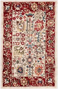 SAFAVIEH Kashan Collection Area Rug - 2'6" x 4', Ivory & Red, Traditional Oriental Design, Non-Shedding & Easy Care, Ideal for High Traffic Areas in Living Room, Bedroom, Dining (KSN303D-24)
