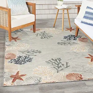 Nourison Home Suncoast Grey Multicolor 4' x 6' Area Rug - Easy Clean, Non Shedding, Bed Room, Living Room, Dining Room, Kitchen (4' x 6')