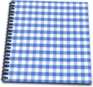 Drawing Book 8 x 8 inch - Dark Blue and white Gingham pattern - cute navy retro checks checkered checked kitchen dining theme Gingham patterns