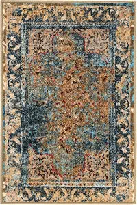 Superior Indoor Non-Slip Area Rug or Runner, Modern Overdyed Machine Washable Rugs, Home Floor Decor For Entryway, Office, Bedroom, Living/ Dining, Kitchen, Angeles Collection, 2' x 3', Green/ Beige