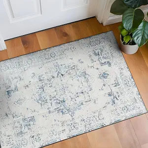 Rugshop Non-Slip Washable Distressed Vintage Area Rug Blue 2' x 4'