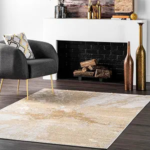 nuLOOM Cyn Gold Abstract Power Loomed Area Rug, 5' Square