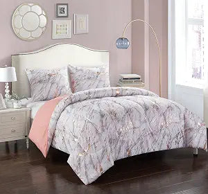Pop Shop Marble Comforter Set, Full/Queen, Rose Gold