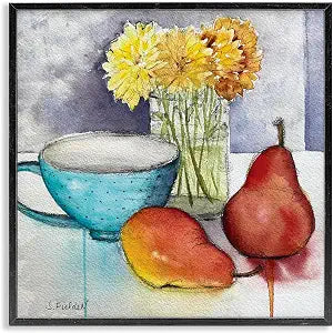 Teacup Fruit Still Life Kitchen, 17 x 17 Inch Framed Gicle Print