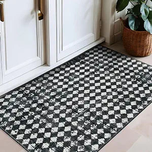Rugshop Non-Slip Washable Distressed Abstract Area Rug Black 2' x 4'