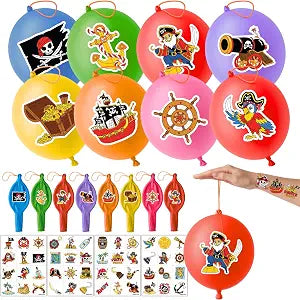 Pirate Punch Balloons for Kids 24 Pack and 48 Temporary Tattoos