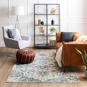 Mohawk Home Berwyn Modern Contemporary Abstract; Striped Slate Blue 2' X 2' 11" Area Rug Perfect for Living Room, Dining Room, Office, Hallway