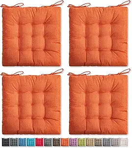 SQUARE MOON 4 Pack Chair Cushions, Seat Cushions, Chair Pads, Chair Mat for Indoor, Outdoor Dining Chair, Kitchen Chairs, Dining Room Chairs (16"  16"  4 Pack, Orange)