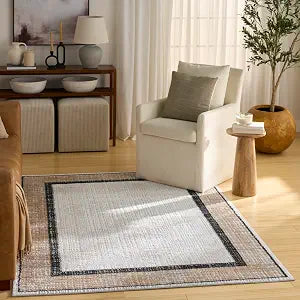 Nourison Home Dekor Grey Charcoal 4' x 6' Area Rug - Easy Clean, Non Shedding, Bed Room, Living Room, Dining Room, Kitchen (4' x 6')