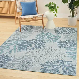 Nourison Home Garden Oasis Blue 4' x 6' Area Rug - Easy Clean, Non Shedding, Bed Room, Living Room, Dining Room, Kitchen (4' x 6')
