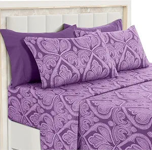Purple Paisley Sheet Set, King - Ultra Soft Deep Pocket