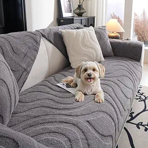 MYSKY HOME Couch Cover for Dogs Washable Non-Slip Geometric Sectional Sofa Cover for 3 Cushion Couch Sofa Furniture Protector L Shaped Slipcovers Dog Mat Pet Mat, 35" x 83", Light Grey, 1 Piece