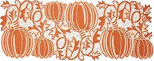 Heritage Lace Pumpkin Vine 14"x36" Orange Table Runner,PV-1436O
