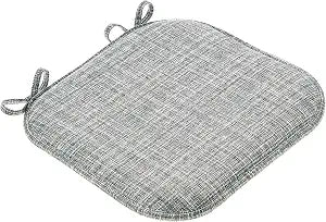 Sweet Home Collection Chair Cushion Memory Foam Pads with Ties Honeycomb Pattern Slip Non Skid Rubber Back Rounded Square 16" x 16" Seat Cover, 4 Pack, Aria Multi Gray
