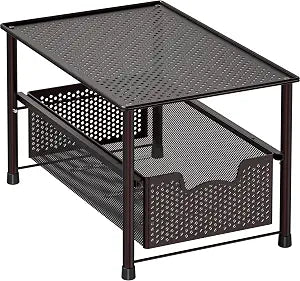 Simple Houseware Stackable Under Sink Sliding Basket Drawer, Brown