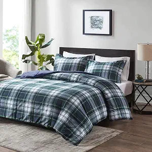 Madison Park Parkston Plaid Full Queen Comforter Set, 3 Piece Navy