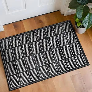 Rugshop Bohemian Stripe Non-Slip Washable Lines Area Rug Black 2' x 4'