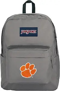 JanSport NCAA Officially Licensed Backpack, Clemson Tigers, Superbreak Plus with Padded 15'' Laptop Sleeve, Spacious Computer Bag for Men & Women, Durable Daypack with Bottle Pocket, Graphite Grey