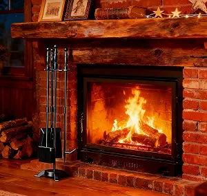 Fire Beauty Fireplace Tool Set Black Wrought Iron Indoor Outdoor Use