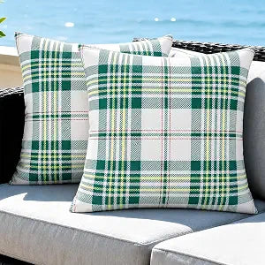 Pyonic Outdoor Plaid Waterproof Pillow Covers 18x18 Inch Set of 2