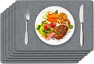 DOLOPL Placemats Set of 6, Reversible Faux Leather Place Mats, Dusty Blue
