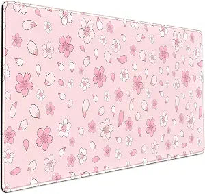LuckyCow Pink Cherry Blossom Large Mouse Pad XXL 31.5''x15.7'', Pastel Anime Aesthetics Desk Pad Keyboard Mat Big Gaming Deskmat, Extended Mousepad Desk Accessories for Women Office Decor