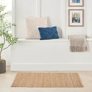 Nourison Home Natural Jute Natural 3' x 5' Area Rug - Easy Clean, Non Shedding, Bed Room, Living Room, Dining Room, Kitchen (3' x 5')