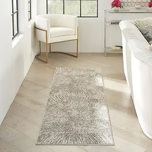 Nourison Home Glow Grey Mocha 2'2" x 7'6" Area Rug - Easy Clean, Non Shedding, Bed Room, Living Room, Dining Room, Kitchen (8' Runner)